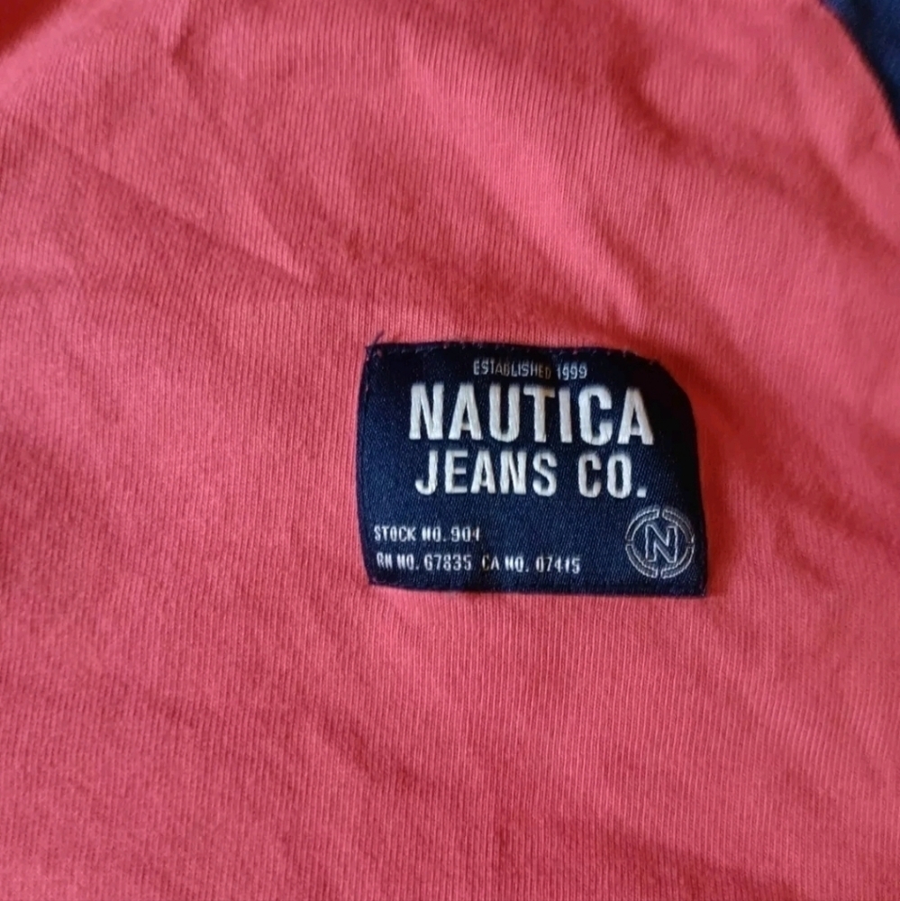 Size Large Nautica Henley 2 Button Shirt Orange - Picture 4 of 6